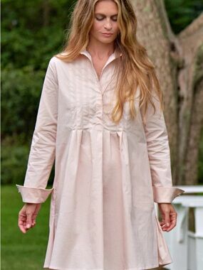 ATOUT-ÂGE Celine Pleated Shirt Dress Size S Blue